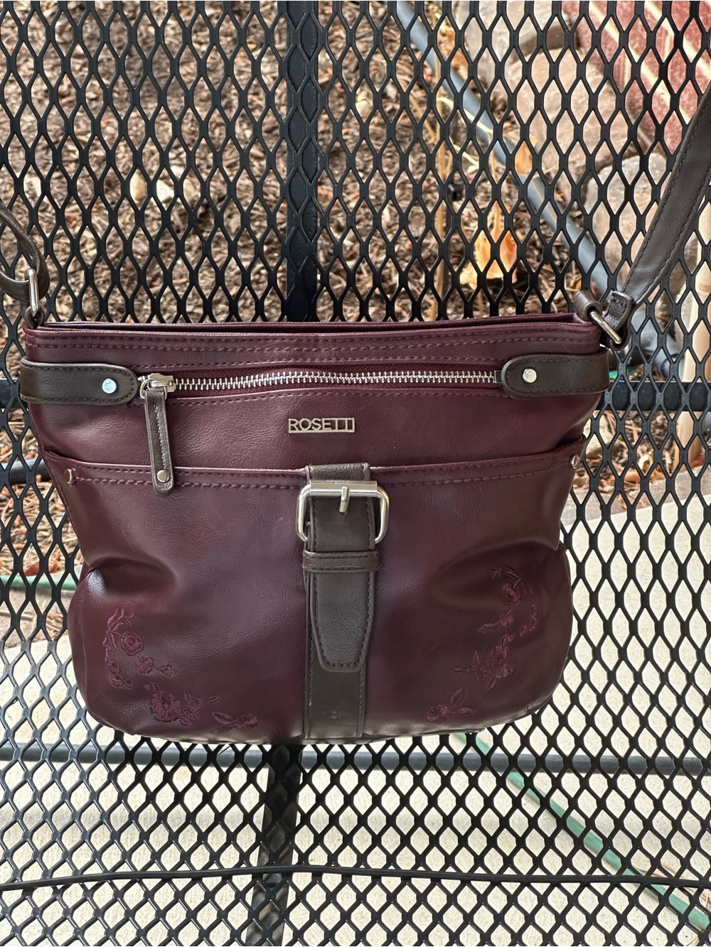 Rosetti Deep Plum Crossbody with Buckle Accent